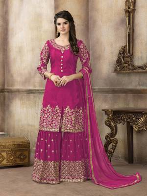 Rani-pink embroidered uppada silk salwar 1