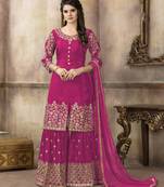 Rani-pink embroidered uppada silk salwar