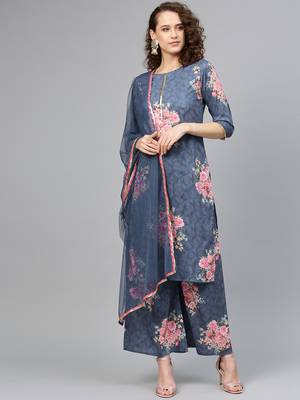 Blue digital print polyester salwar 1