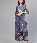 Blue digital print polyester salwar