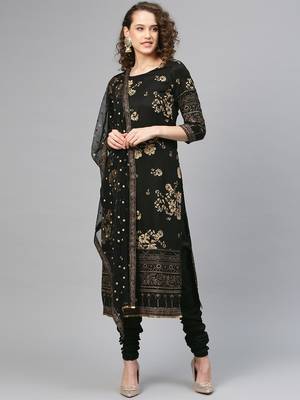 Black printed polyester salwar 1
