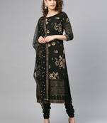 Black printed polyester salwar