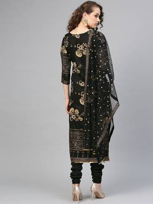 Black printed polyester salwar 2