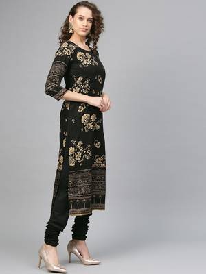 Black printed polyester salwar 3