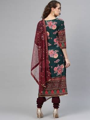 Dark-green printed polyester salwar 2