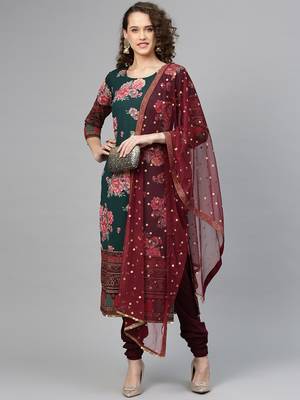 Dark-green printed polyester salwar 4