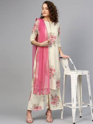 Cream digital print crepe salwar 4