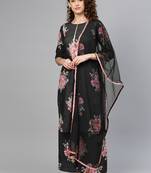 Black digital print polyester salwar