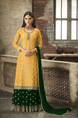 Yellow embroidered georgette salwar 1