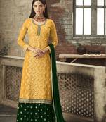 Yellow embroidered georgette salwar