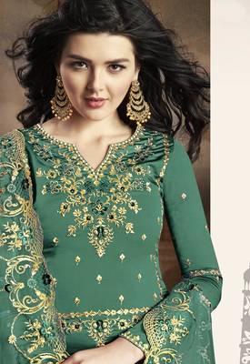 Light-green embroidered silk salwar 2