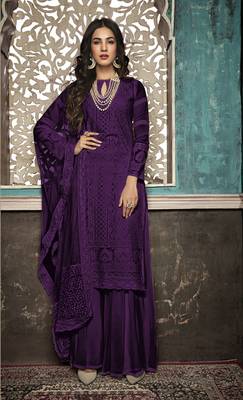 Purple embroidered georgette salwar 1