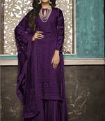 Purple embroidered georgette salwar