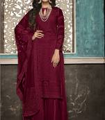 Maroon embroidered georgette salwar