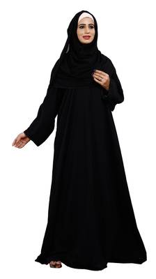 Justkartit Korean Slub Plain Burqa With Black Pipe Lace Work And Dupatta 4
