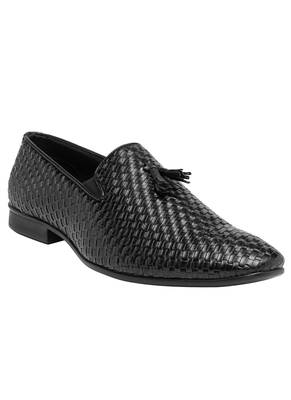 Solid Men Black Formal Leather Slip On Shoes 1