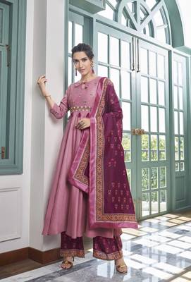 Pink embroidered silk salwar 1