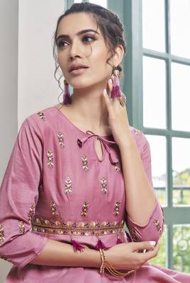 Pink embroidered silk salwar 2