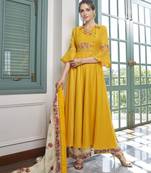 Yellow embroidered silk salwar