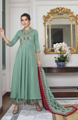Light-green embroidered silk salwar 1