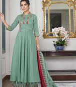 Light-green embroidered silk salwar