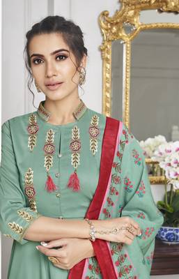 Light-green embroidered silk salwar 2