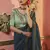 Blue embroidered silk saree with blouse