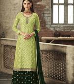 Parrot-green embroidered georgette salwar