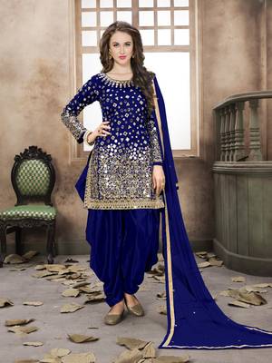 Blue embroidered taffeta salwar 1