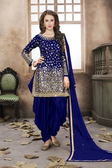 Blue embroidered taffeta salwar