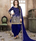 Blue embroidered taffeta salwar