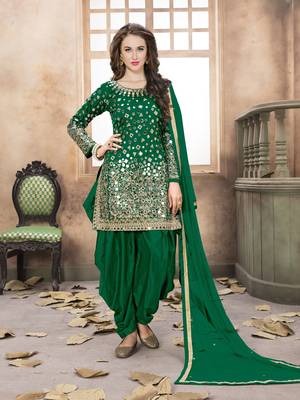 Green embroidered taffeta salwar 1