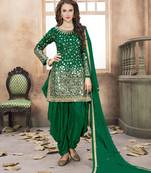 Green embroidered taffeta salwar