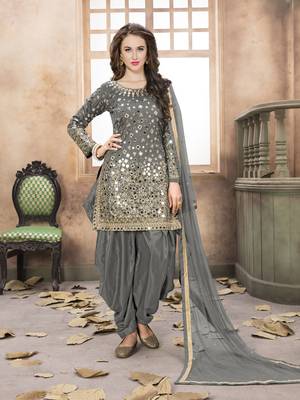 Grey embroidered taffeta salwar 1