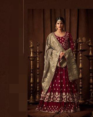 Maroon embroidered santoon salwar 1