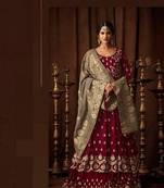 Maroon embroidered santoon salwar