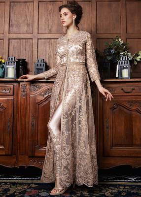 Light-chiku embroidered net Anarkali suit 2