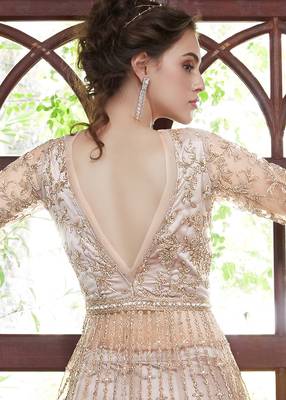 Light-chiku embroidered net Anarkali suit 3