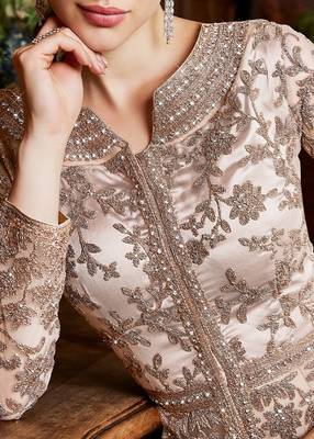 Light-chiku embroidered net Anarkali suit 4