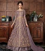 Light-purple embroidered net salwar