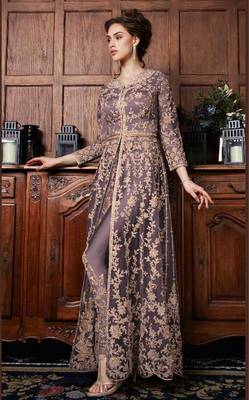 Light-purple embroidered net salwar 2