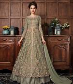 Mehendi embroidered net salwar