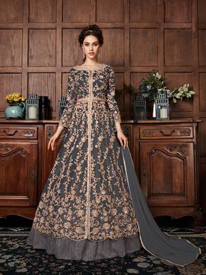 Grey embroidered net salwar 1