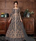 Grey embroidered net salwar