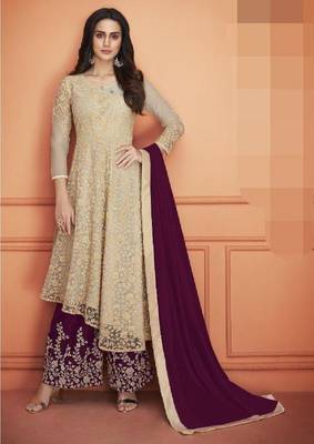 Purple embroidered georgette salwar 1