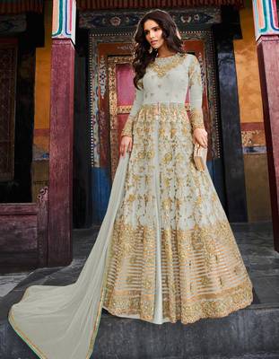 Powder blue embroidered net salwar 1