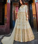 Powder blue embroidered net salwar