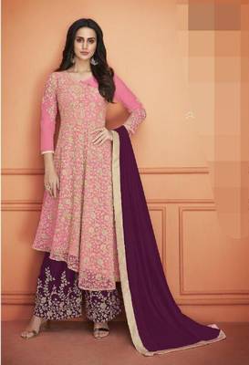 Purple embroidered georgette salwar 1