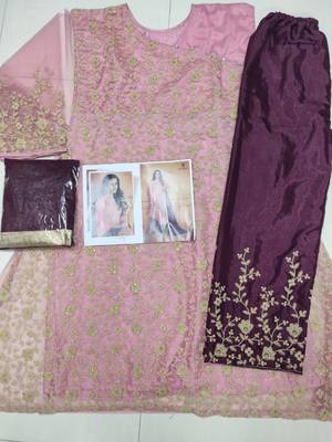Purple embroidered georgette salwar 2