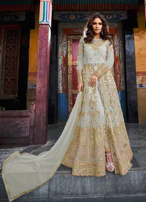 Powder blue embroidered net salwar 2
